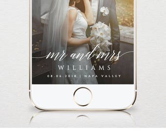 SnapChat Geofilter, Wedding SnapChat Filter, Instant Download, Mr and Mrs, 100% Editable Template, Unlimited Use & Customization #034-103GF