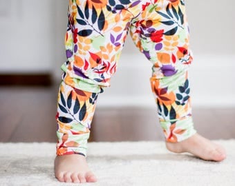 Handmade Baby Leggings - Fall Leaves - Autumn - Fall Leggings - Seasonal - Halloween Pants - Matching Halloween Leggings