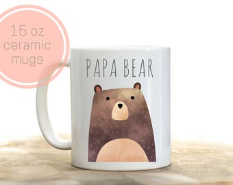 Papa bear mug, Papa bear gift, Papa bear present, Papa bear, Bear coffee mug, Mama bear and Papa Bear, Pregnancy announcement grandpa