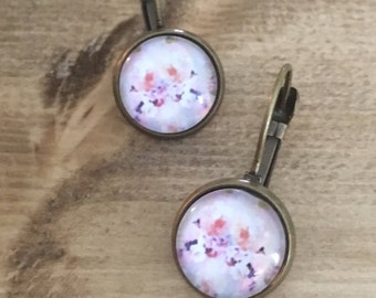 -Sleeper - finished bronze earrings - glass cabochon