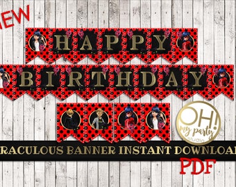 Miraculous Ladybug banner, miraculous ladybug, miraculous ladybug birthday,miraculous ladybug party,miraculous birthday, ladybug, party,