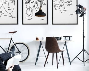 Picasso Black And White Prints Picasso Print Set Of 3 Posters Modern Art Minimalist Black And White Print Picaso Line Drawing Picasso Sketch