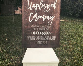 Rustic Unplugged Ceremony Sign, Wood Wedding Signs, Hand Painted Signs, Rustic Wood Signs, Wood Signs, Unplugged Ceremony Sign