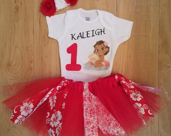Moana Inspired Tutu Birthday Set, Baby Moana, First Birthday, Princess Moana, Tutu Birthday Set, Moana Portrait Set, Hawaiian Princess