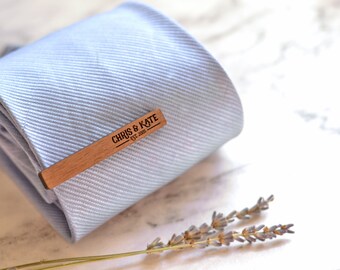 Fifth Anniversary Wooden Tie Clip - 5th Anniversary Gifts - Wood Tie Bar - Wedding Tie Clip Custom Tie Bar - Fifth Anniversary