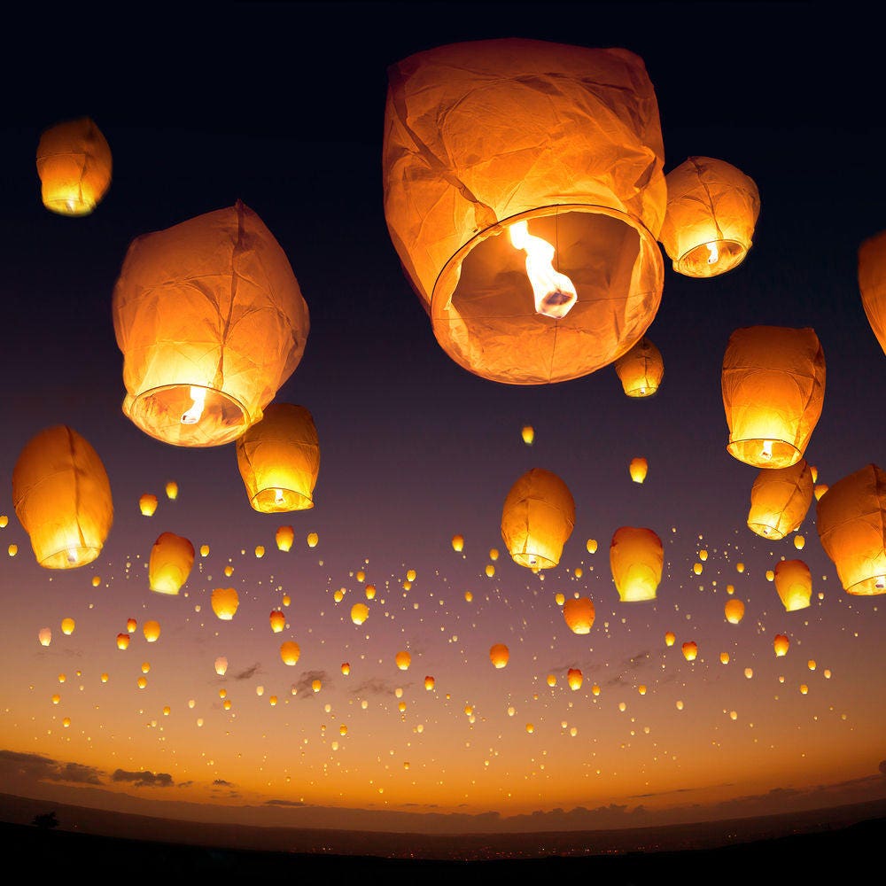 White Paper Chinese Lanterns Sky Lanterns 4th Of July