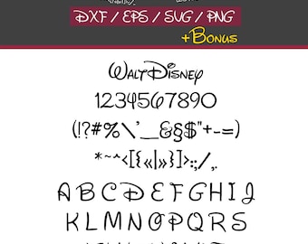 Disney Font Svg Alphabet Letters Cut File Dxf Eps Png + Tff