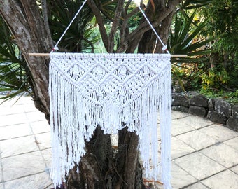 Large Macrame Wall Hanging White | Geometric pattern | White Cotton Rope | Boho | Wall Art | Wedding Decor | Wall Decor | Modern Macrame