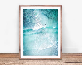 Ocean Art Print, Ocean Poster, Surf Art Print, Beach Surf Printable, Aerial Print, Ocean Wave Art, Modern Beach Print, Digital Printable