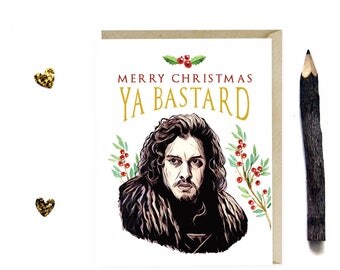 Game of Thrones Funny Christmas Card - Jon Snow Holiday Card - Game of Thrones Christmas Gift - Winter is Coming Xmas Card - G46