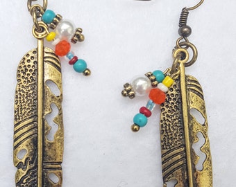 REINS FEATHER MULTI-BEZEL DROP EARRINGS main image 1