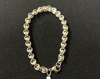 Sterling Silver Bracelet with clear aurora borealis Swarovski crystals