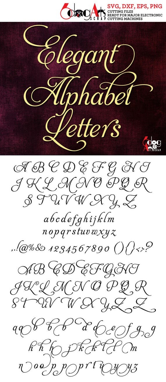 3d to crochet letters how SVG DXF Files Monogram Cut Elegant Vector Script Alphabet