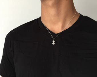 Mens Gift Sterling Silver Mens Necklace Anchor Necklace Anchor Pendant Necklace Graduation Gift for Him Fisher Necklace Boyfriend Gift