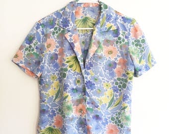 Vintage Watercolor Floral Shirt - Button-up