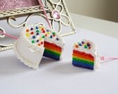 Rainbow Cake Pendant, Miniature Food, Polymer Clay Jewelry, Polymer Clay Necklace, Food Necklace, Polymer Clay Charm, Cake, Rainbow Cake