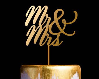 Mr and Mrs Cake Topper, Monogram Cake Topper for Wedding and Anniversary