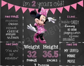 16x20 Pink Minnie Mouse Birthday Chalkboard Poster Sign (all ages)