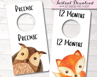 Baby Closet Dividers, Printable Closet Dividers, Woodland Nursery Decor, Clothes Dividers, Closet Tags, Closet Organization, Nursery Closet