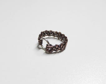 mens copper rings,mens rings,boho copper ring,mans woven chain ring,wire wrapped ring,mens jewelry,boys rings,copper ring,boho womens rings