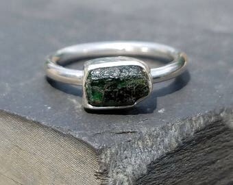Raw emerald ring / rough emerald / uncut emerald / May birthstone / emerald jewelry / emerald crystal / emerald ring / ready to ship