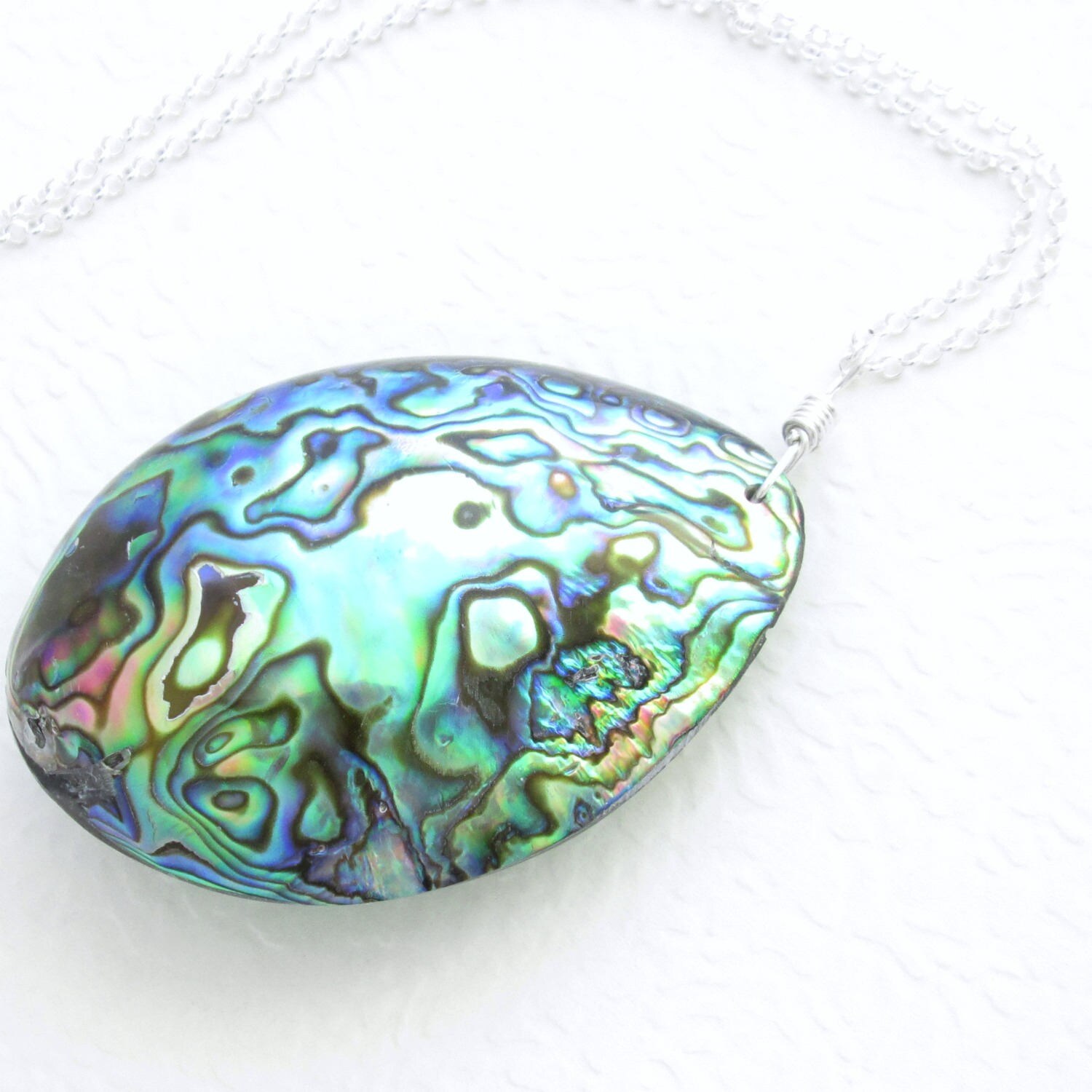 Large Abalone Necklace Natural Sea Shell Jewelry Beach