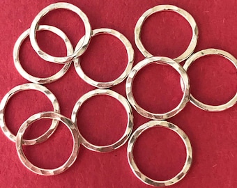 24 Sterling Silver Hammered Circles - 1/2 inch