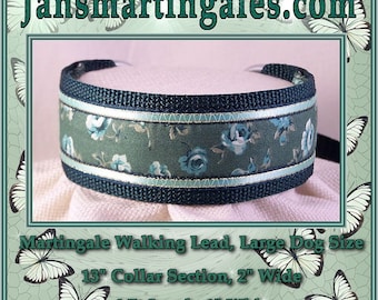 Jansmartingales, Dark Green Walking Lead, Dog Collar and Lead Combination, Greyhound, Large Dog Size, Dgrn1115