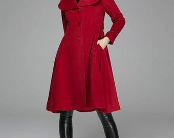Cape wool cape military jacket red cape coat hooded cloak