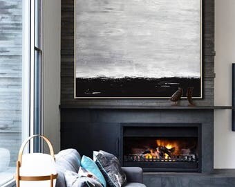 Original Abstract Painting 36 x 36 Black and White Minimalism Painting Contemporary Art Acrylic Painting Artwork by Sky Whitman