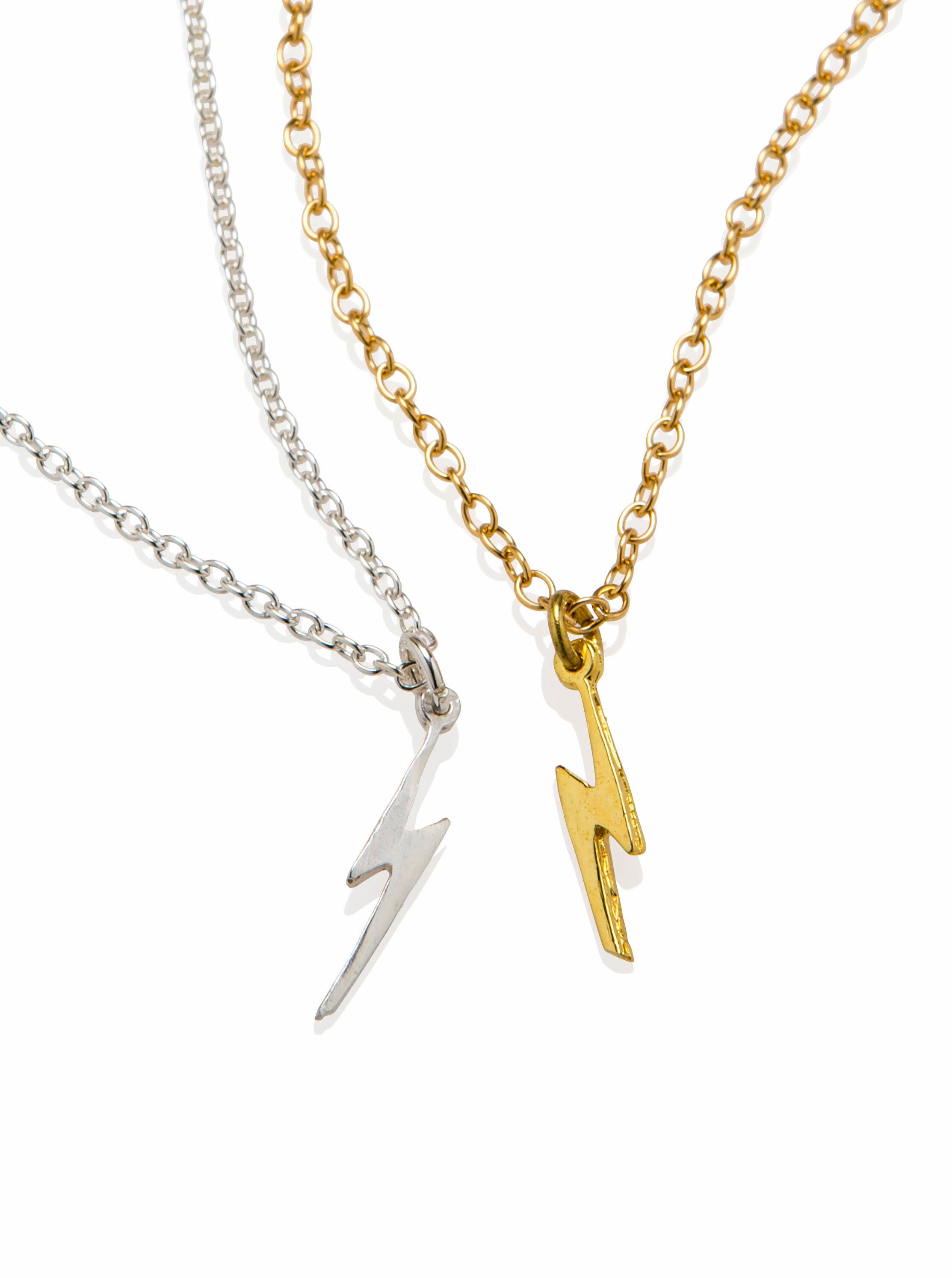 Lightning Bolt Necklace 18K Gold or 925 Sterling Silver