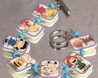 Charlie Brown Peanuts Character Bracelet - Snoopy Jewelry - Nostalgic Cartoon Jewellery