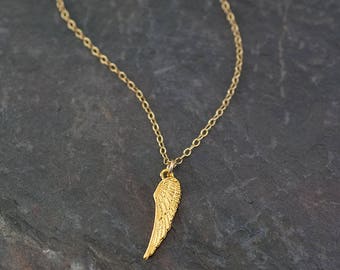 Gold Angel Wings Charm Necklace - Dainty Gold Necklace - Wing Necklace - Layering Necklace - Layered Necklace - Minimalist Jewelry