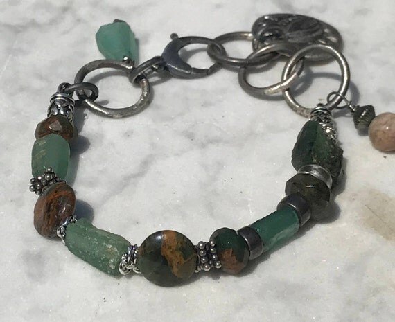 Roman Glass + Colorado Opal + Bracelet + Urban decay + Oxidized Sterling Silver + Sundance Style