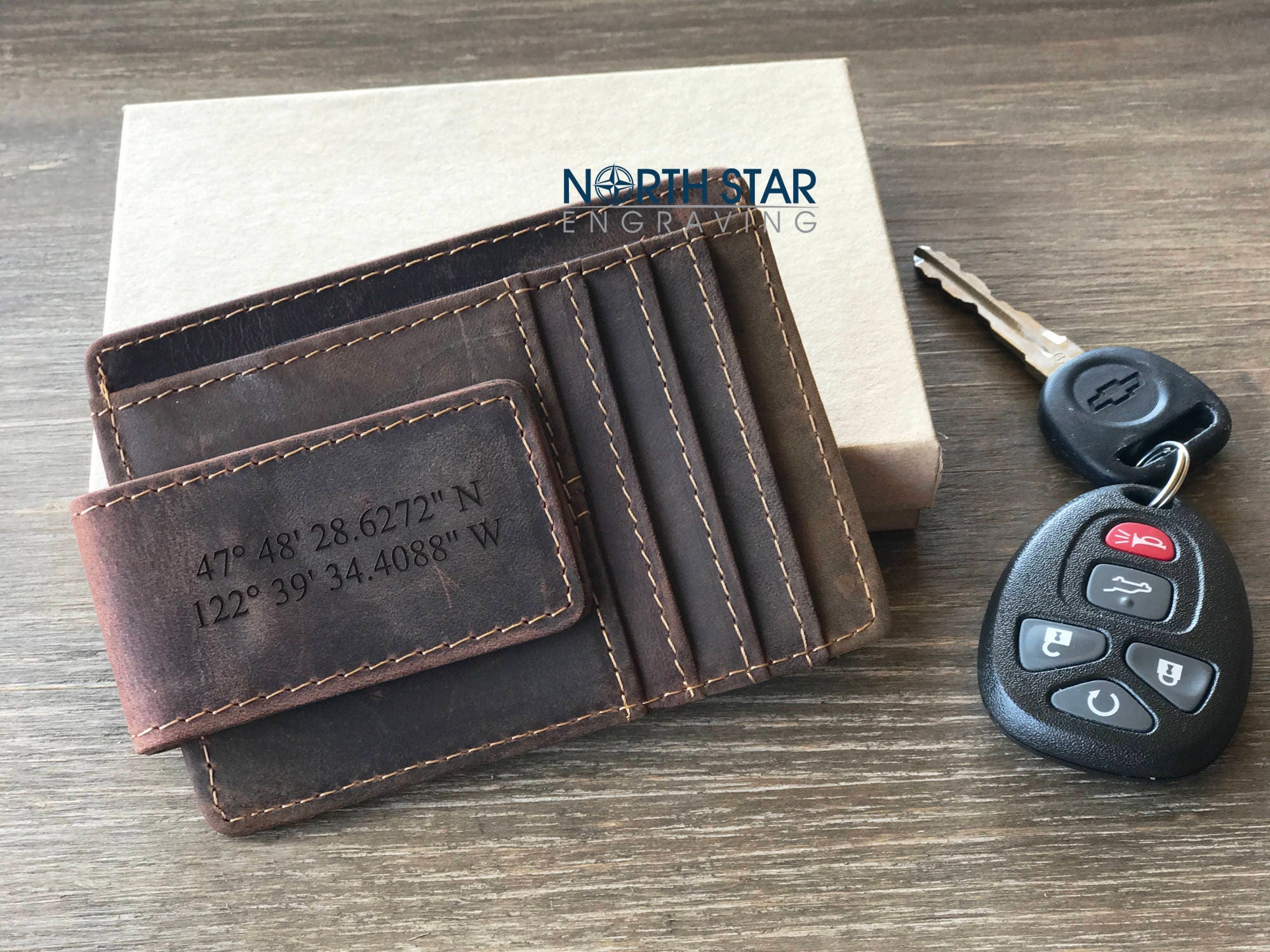 Mens Leather Wallet Personalized Wallet Money Clip wallet