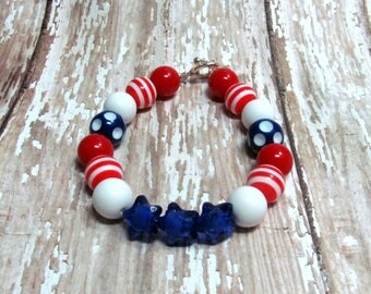 USA flag Bracelet 4th of July Macrame Bracelet Independence