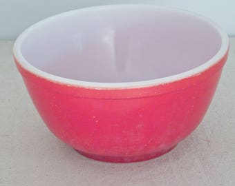 Red PYREX Mixing Bowl 402 Size Primary Color Series Nesting Midcentury Glass