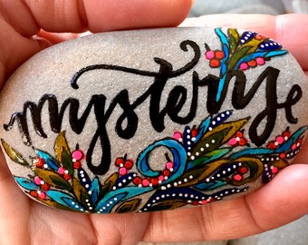 embrace the mystery / painted rocks/ painted stones/ rock art / altar art / words on stones / word rocks / boho art / hippie art /rocks