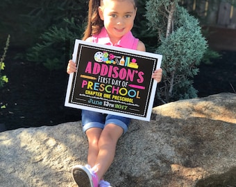 First Day Of Preschool Sign - Preschool Sign - Printable - 1st Day of Preschool Sign - Back to School Sign - 1st Day of School Chalkboard