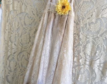 tan cream lace boho wedding dress by mermaid miss Kristin