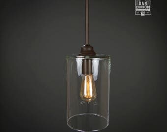 Pendant Light Fixture | Edison Bulb | Oil Rubbed Bronze | Pendant | Kitchen Light | Pendant Light | Edison Light Bulb | Wide Cylinder Shade