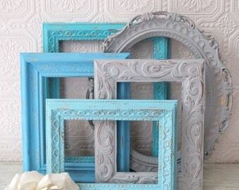 Open Picture Frame Set Of 5 Blue Wall Frames Beach Wall Decor