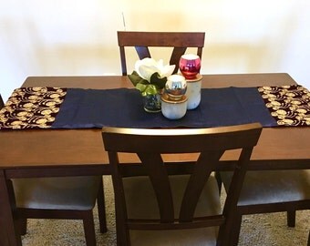 Table Runner || Center Table Runner || Royal Blue And Maroon With Gold Detailing || 48"x13" Table Runner