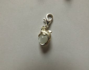 charm's hook Dolphin white CatEye glass bead charm
