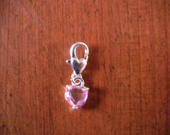 Pink acrylic heart charm's hook silver charm