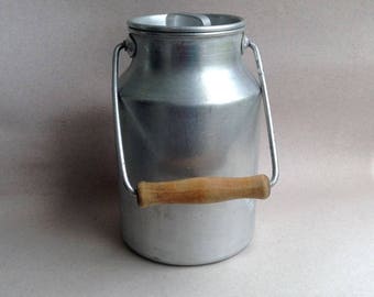 Soviet vintage aluminum milk can Retro kitchen storage Authentic soviet kitchen jar Soviet country cottage churn Old aluminum jug farmhouse