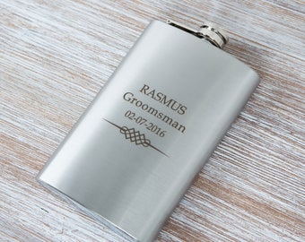 Groomsmen gift flask | Large 10 oz Hip flask | Custom engraved flask