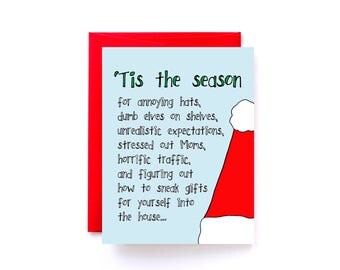 Funny Christmas Card - Holiday Card - Christmas Card for Her - Tis the Season