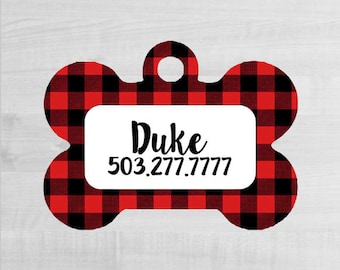 Custom Dog Tag for Dogs Dog ID Tags Personalized Pet Buffalo Plaid Pet Tag Pet Tags Pet ID Tag Pet id Tags for Dog Tag ID Dog Tag Dog Tags