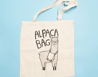 Alpaca Bag - Illustrated Screen Printed Tote Bag - Made in the UK - bag for life - shopping bag - gift for her - Katie Abey